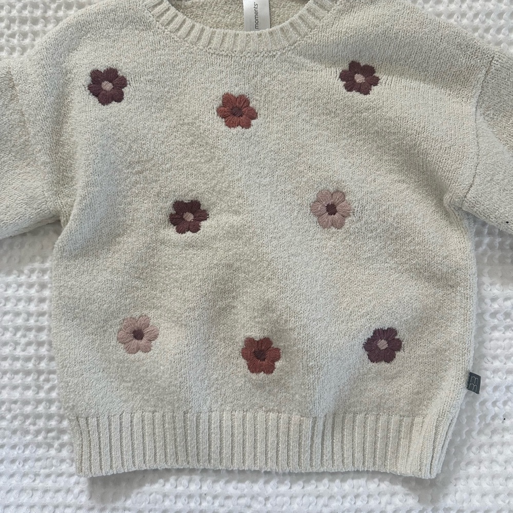 Cream Knit Floral Appliqué Sweater - Picture 2 of 5